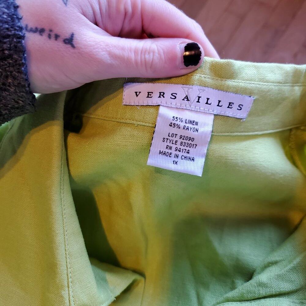 Versailles Green Linen Rayon 3/4 Sleeve Tunic Top Plus Size 1X Lagenlook - Picture 5 of 12